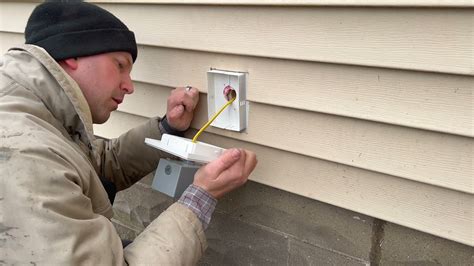 access the electrical box after vinyl siding installed|recessed vinyl siding outlet box.